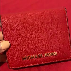 Michael Kors red bid fold wallet authentic new